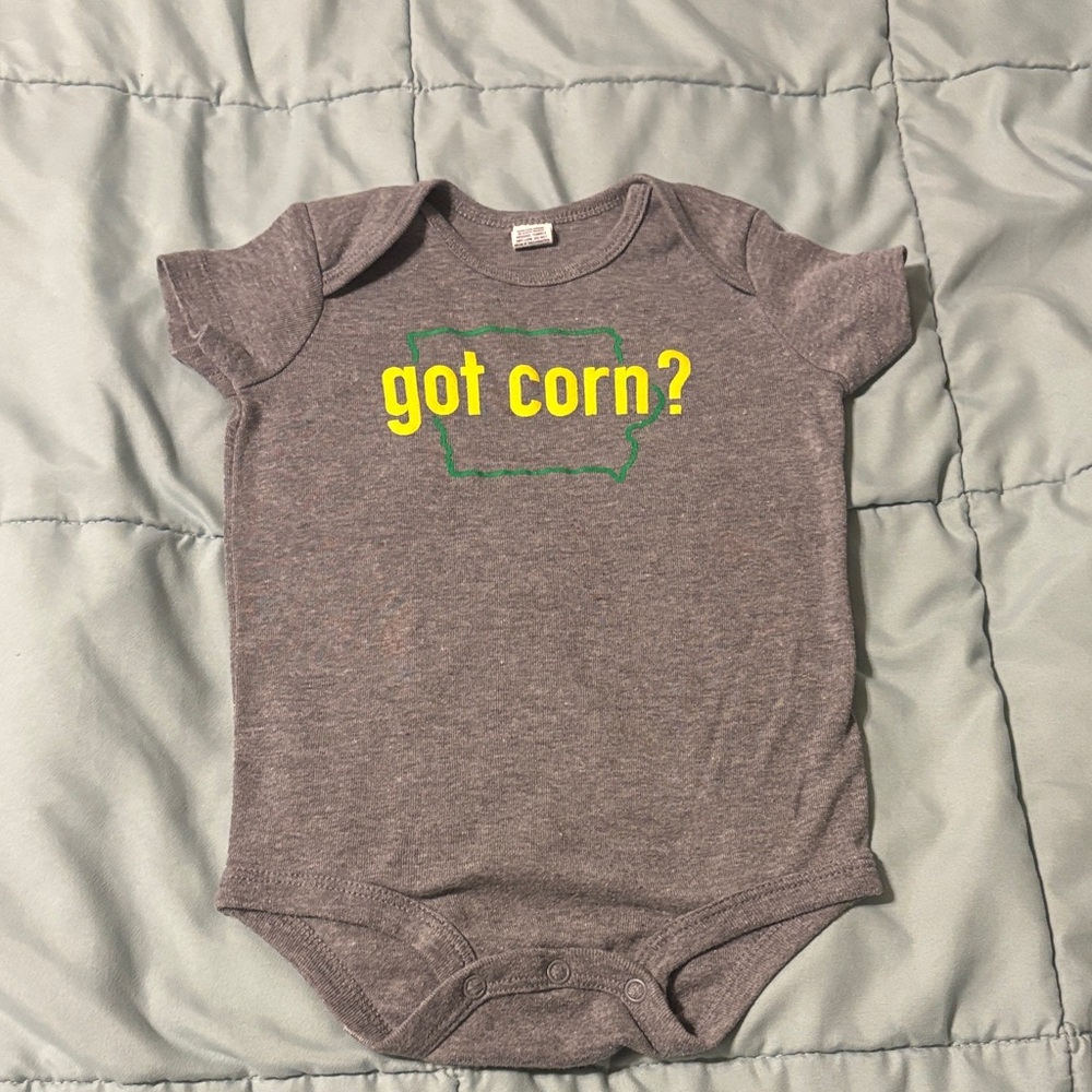 BOGO Baby Delta Gray and Yellow 'Got Corn?' Kids Bodysuit